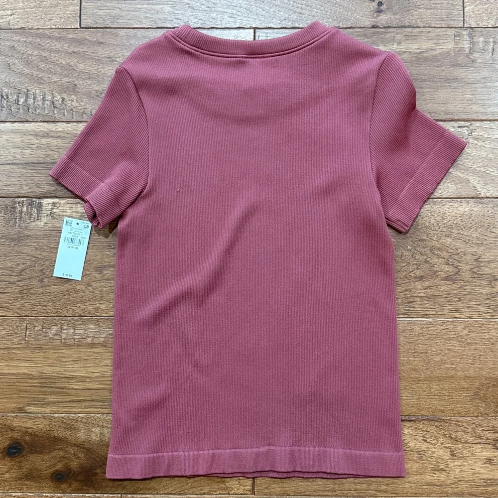 Old Navy Girls Ribbed Crewneck Go Dry Short-Sleeve Shirt - Size L (10/12)